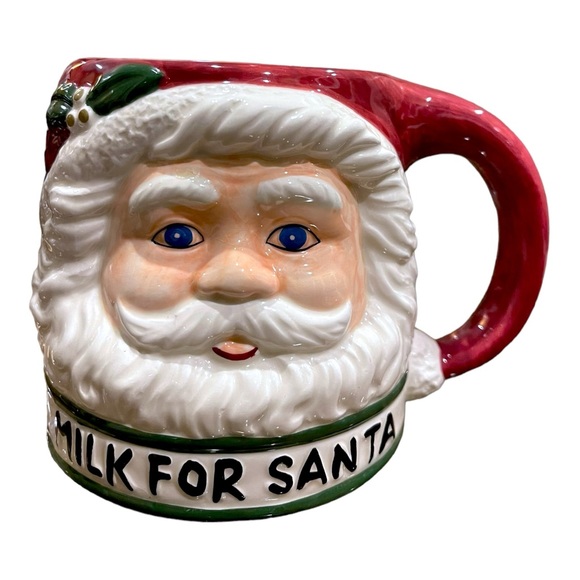 Vtg. A La Carte Santa Claus ‘Milk for Santa’ Handpainted 3D Ceramic Coffee Mug - Picture 6 of 10